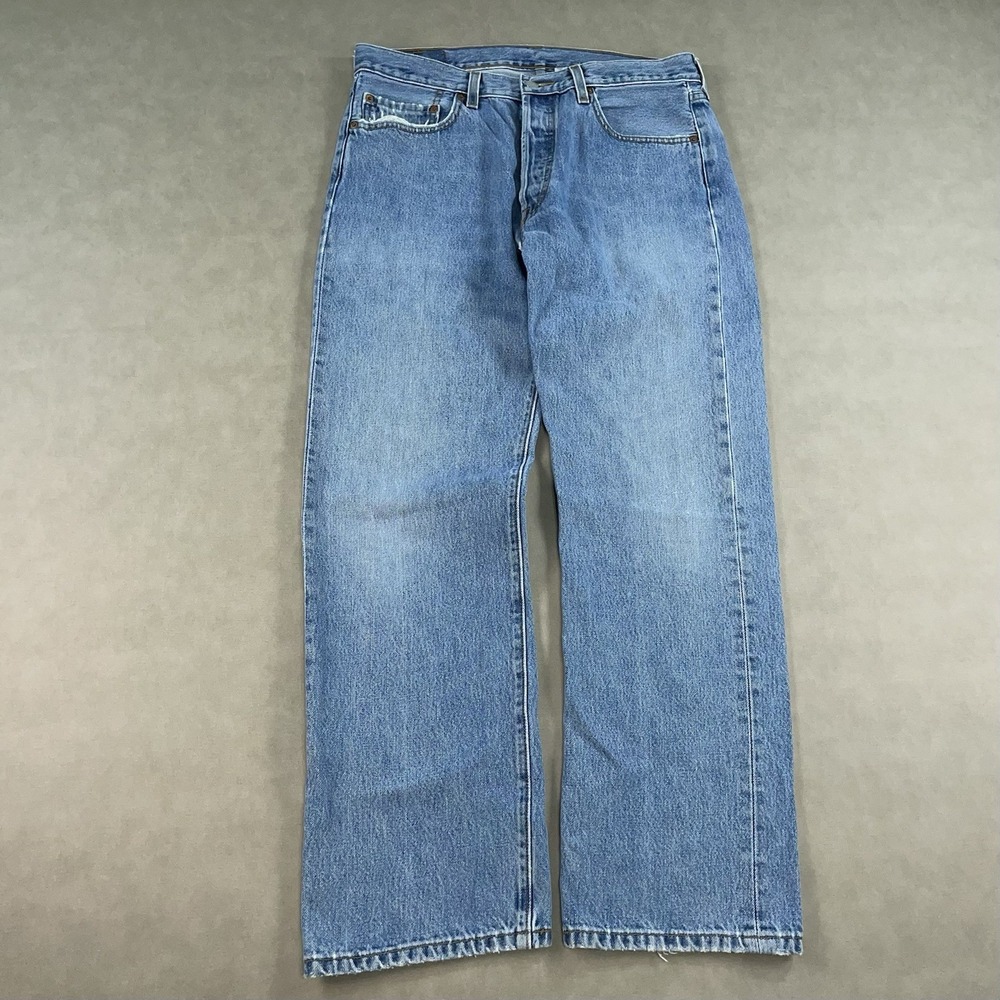 Vintage Levis 501 Jeans Mens 34 Straight Leg Denim Button Fly Faded (Fits 33x30)